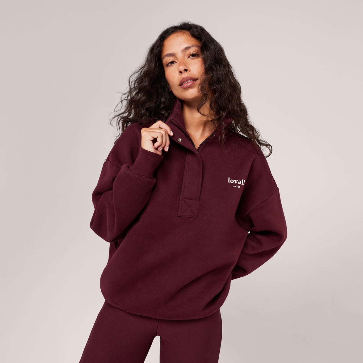 Heavyweight 1/4 Zip Sweatshirt - Burgundy