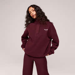 Heavyweight 1/4 Zip Sweatshirt - Burgundy