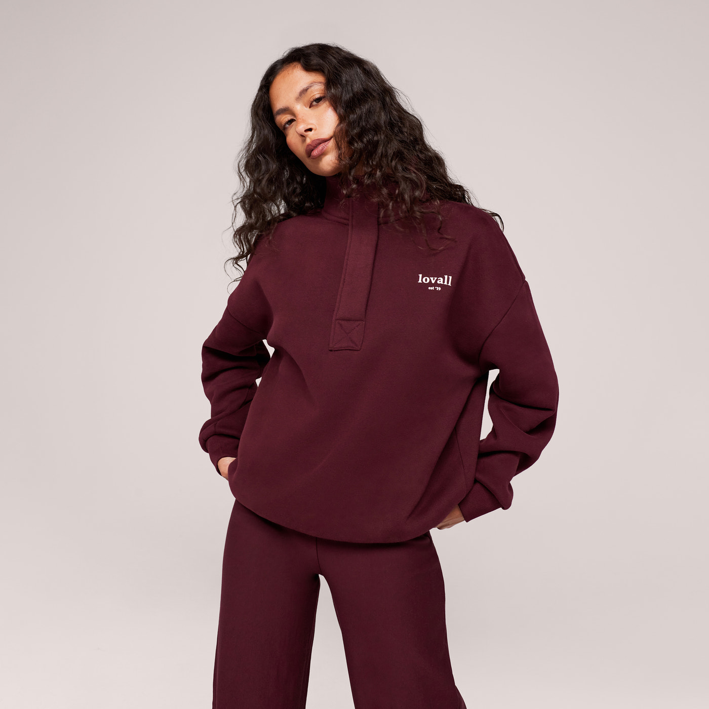 Heavyweight 1/4 Zip Sweatshirt - Burgundy