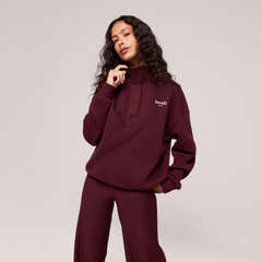 Heavyweight 1/4 Zip Sweatshirt - Burgundy