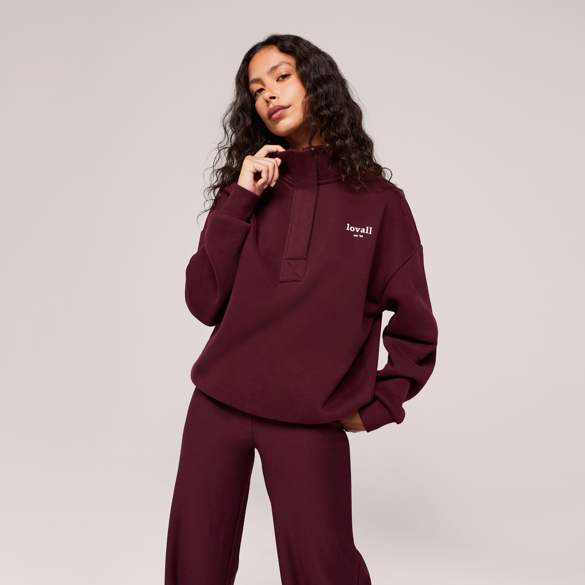 Heavyweight 1/4 Zip Sweatshirt - Burgundy