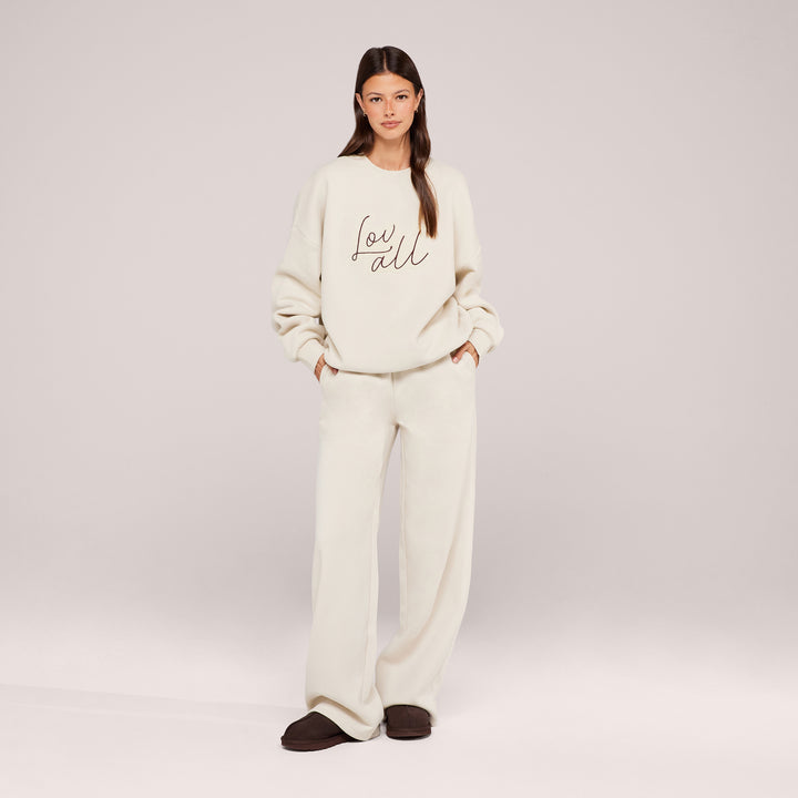 Organic Wide Leg Jogger - Ecru