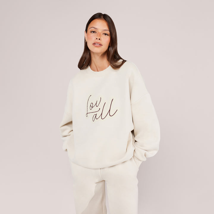 Heavyweight Oversized Sweatshirt Script - Ecru