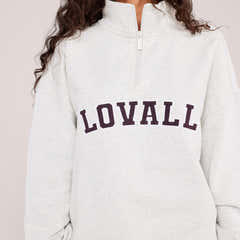 Loopback Varsity 1/4 Zip Sweatshirt - Light Grey Marl