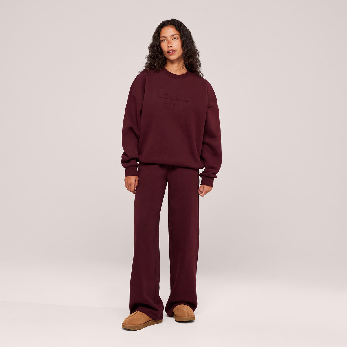 Organic Wide Leg Jogger - Burgundy