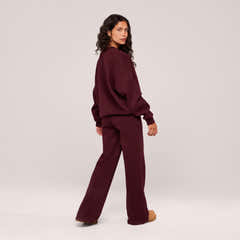 Organic Wide Leg Jogger - Burgundy