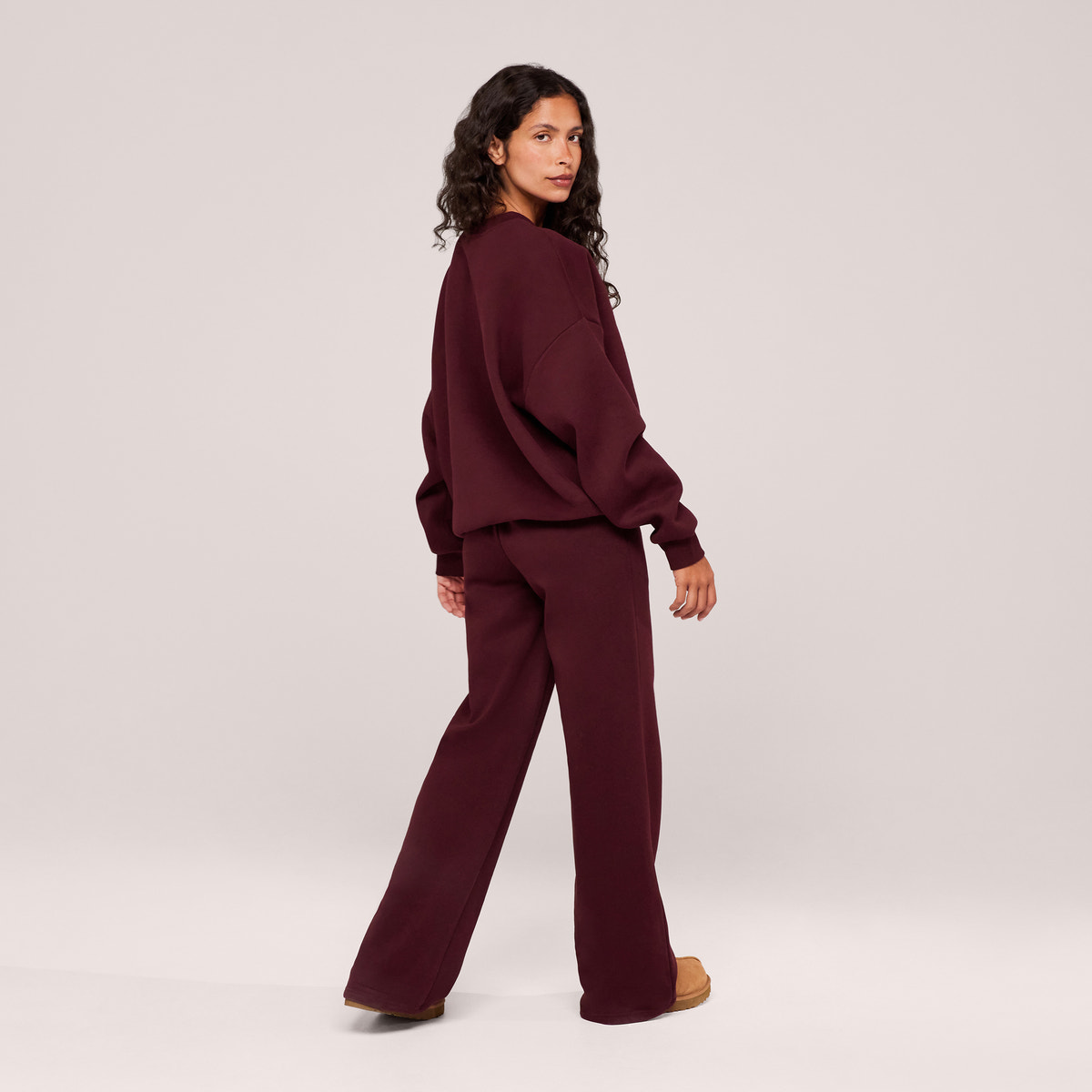 Organic Wide Leg Jogger - Burgundy