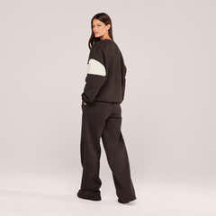 Heavyweight Oversized Sweatshirt Colour Block - Black Coffee
