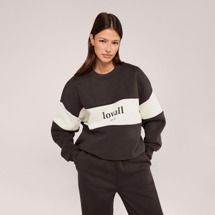 Heavyweight Oversized Sweatshirt Colour Block - Black Coffee