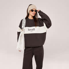 Heavyweight Oversized Sweatshirt Colour Block - Black Coffee