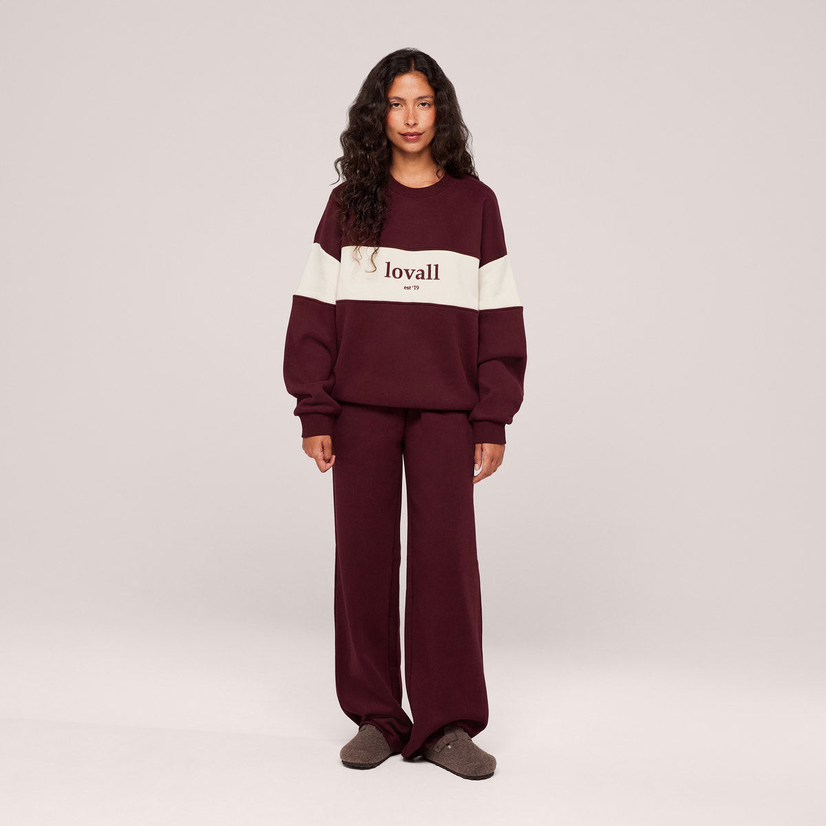Heavyweight Oversized Sweatshirt Colour Block - Burgundy