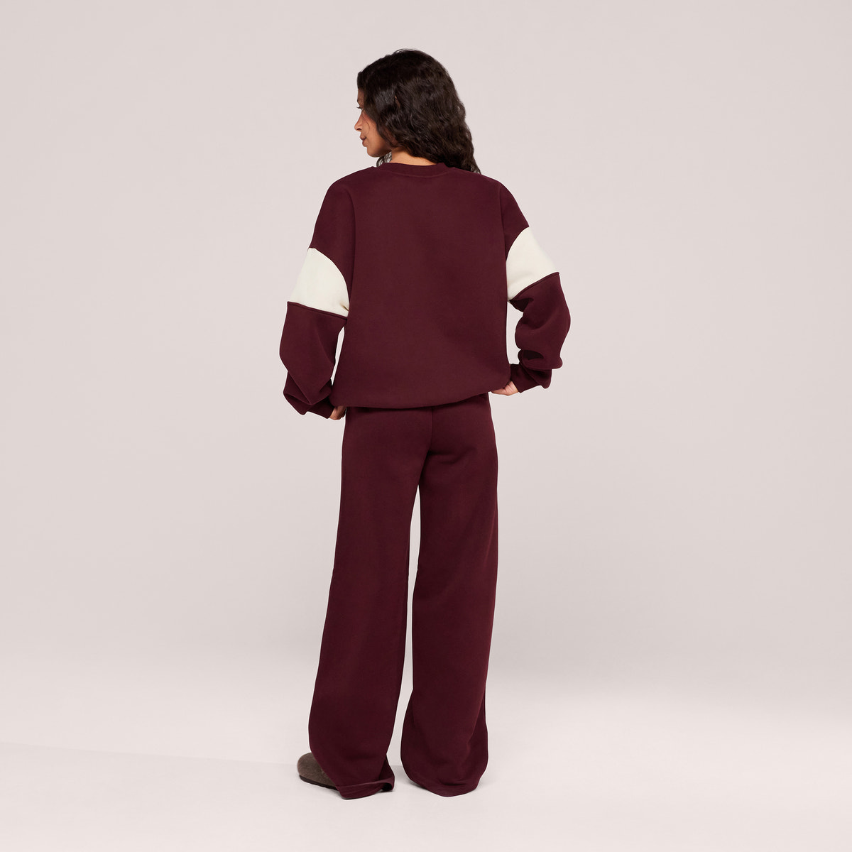 Heavyweight Oversized Sweatshirt Colour Block - Burgundy