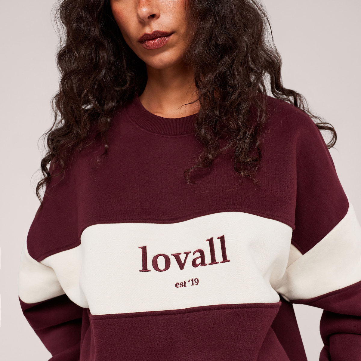 Heavyweight Oversized Sweatshirt Colour Block - Burgundy