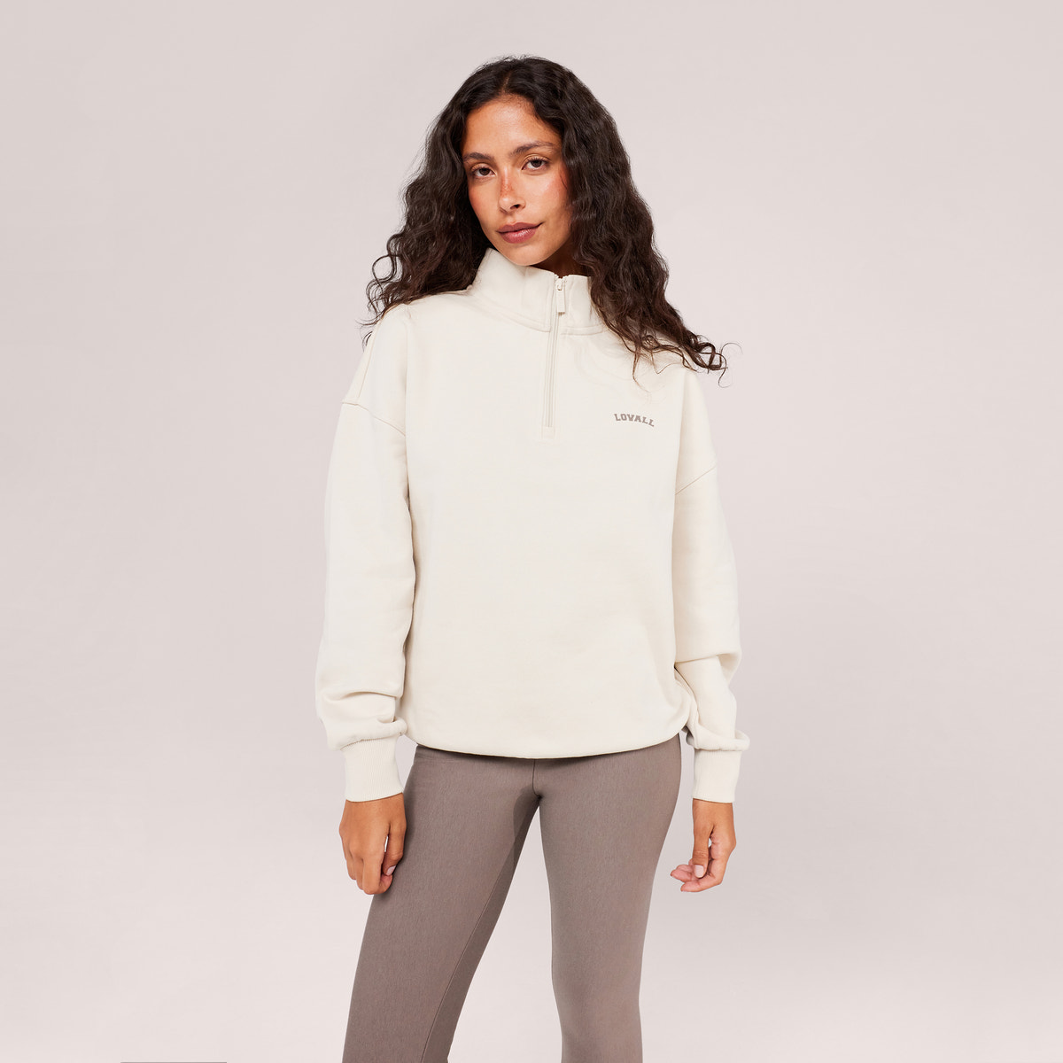 Loopback 1/4 Zip Sweatshirt - Ecru