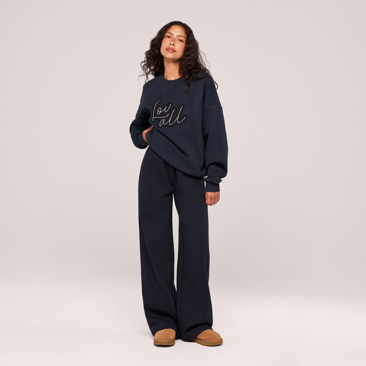 Heavyweight Oversized Sweatshirt Script - Vintage Navy