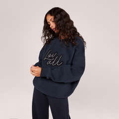 Heavyweight Oversized Sweatshirt Script - Vintage Navy