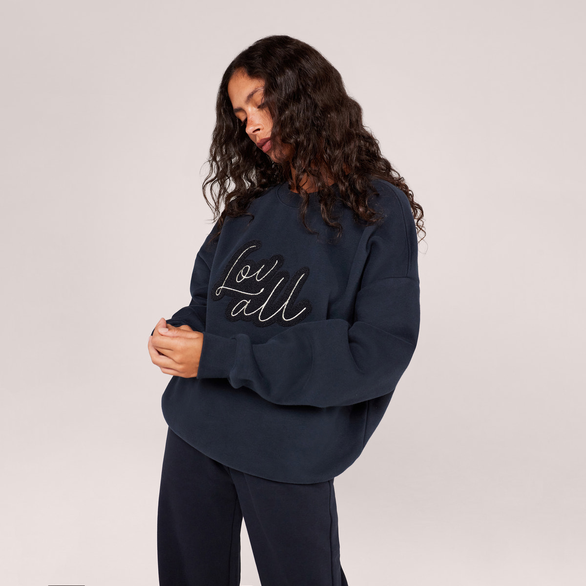 Heavyweight Oversized Sweatshirt Script - Vintage Navy