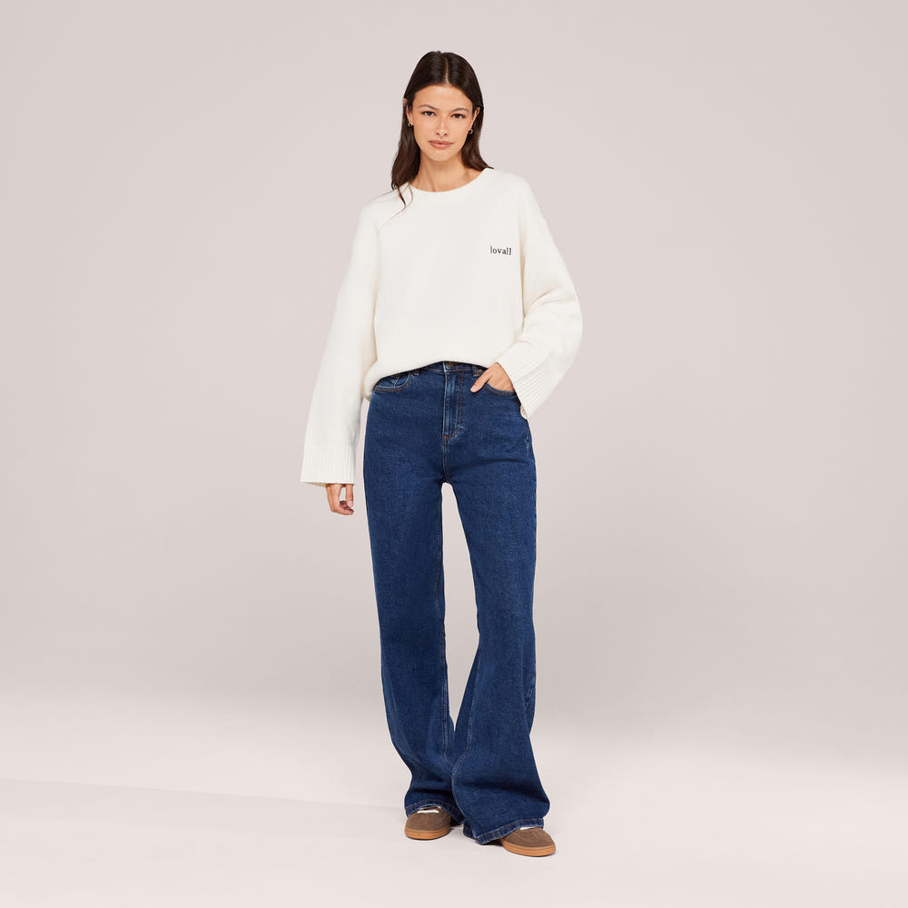 Wide Leg Jeans - Dark Blue