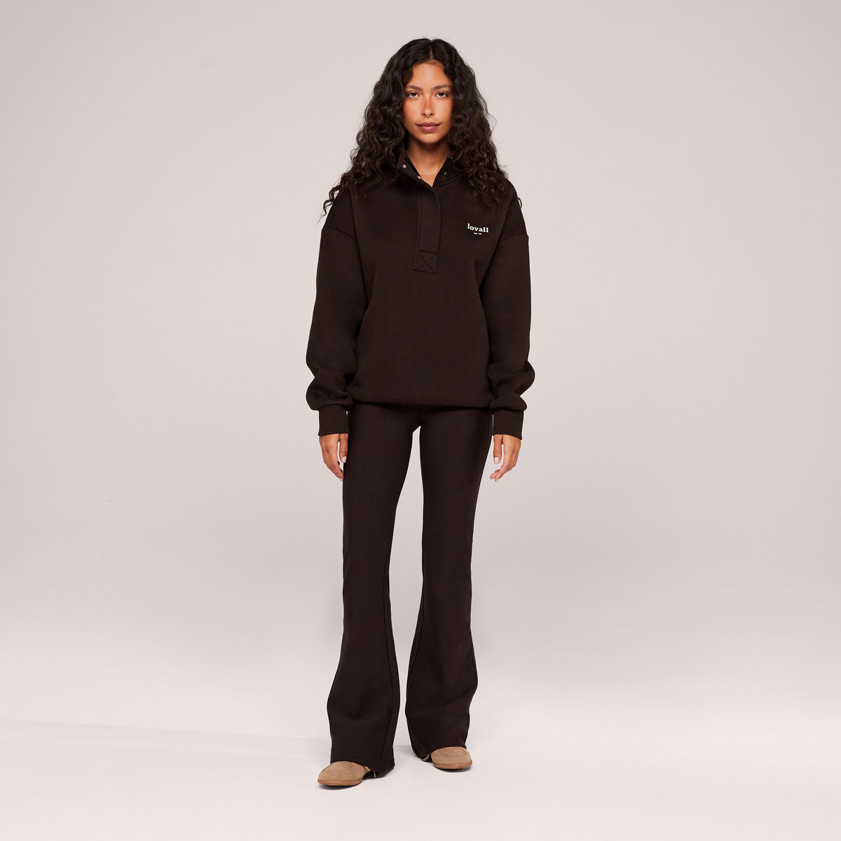 Heavyweight 1/4 Zip Sweatshirt - Espresso Brown