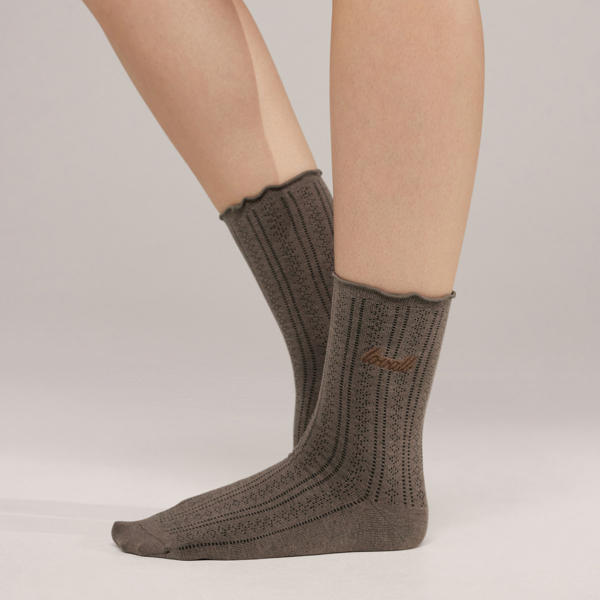 Pointelle Socks 2 Pack - Espresso/Mocha