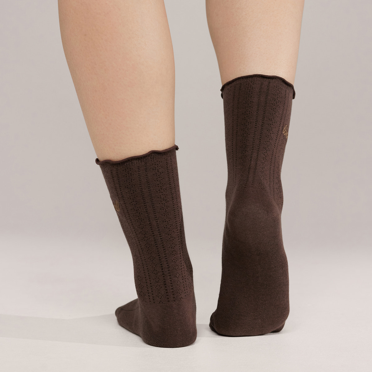 Pointelle Socks 2 Pack - Espresso/Mocha