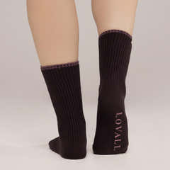Knitted Rib Socks 2 Pack - Wine/Mauve