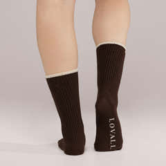 Knitted Rib Socks 2 Pack - Black Coffee/Beige