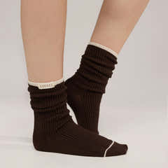 Knitted Rib Socks 2 Pack - Black Coffee/Beige