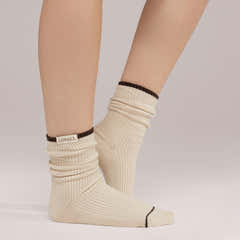 Knitted Rib Socks 2 Pack - Black Coffee/Beige