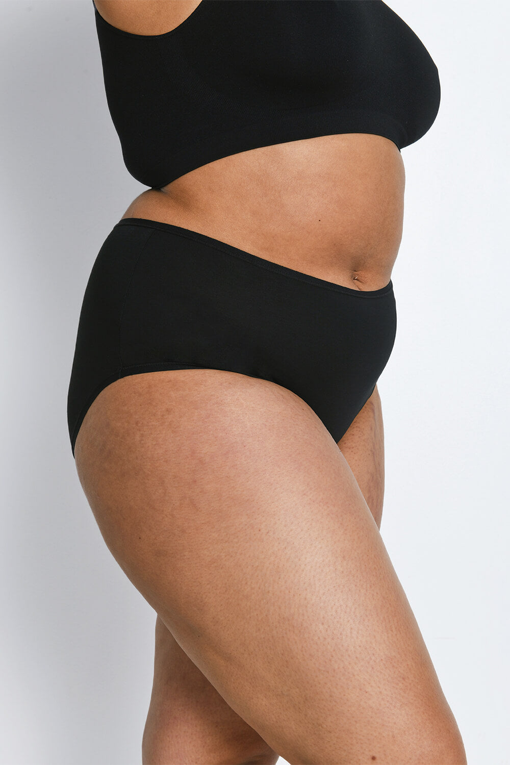 Curve High Rise Cotton Blend Full Briefs 3 Pack - Black