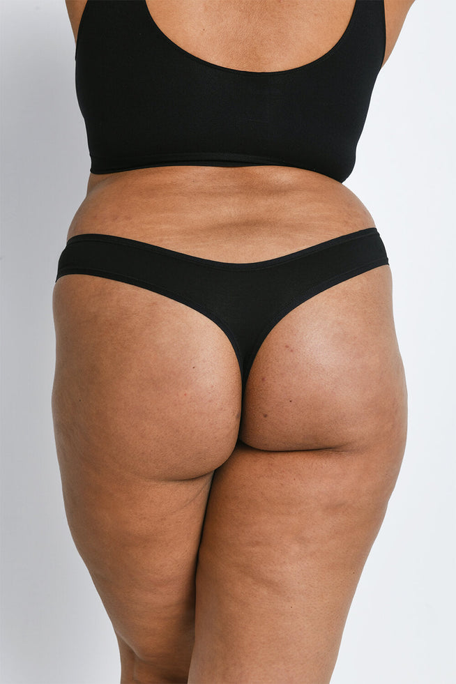 Curve Cotton Blend Thongs 3 Pack - Black