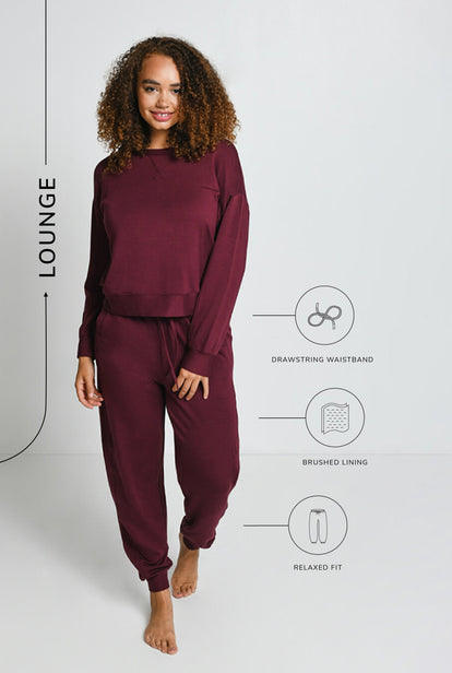 Luxe Lounge Jogger - Dark Cherry