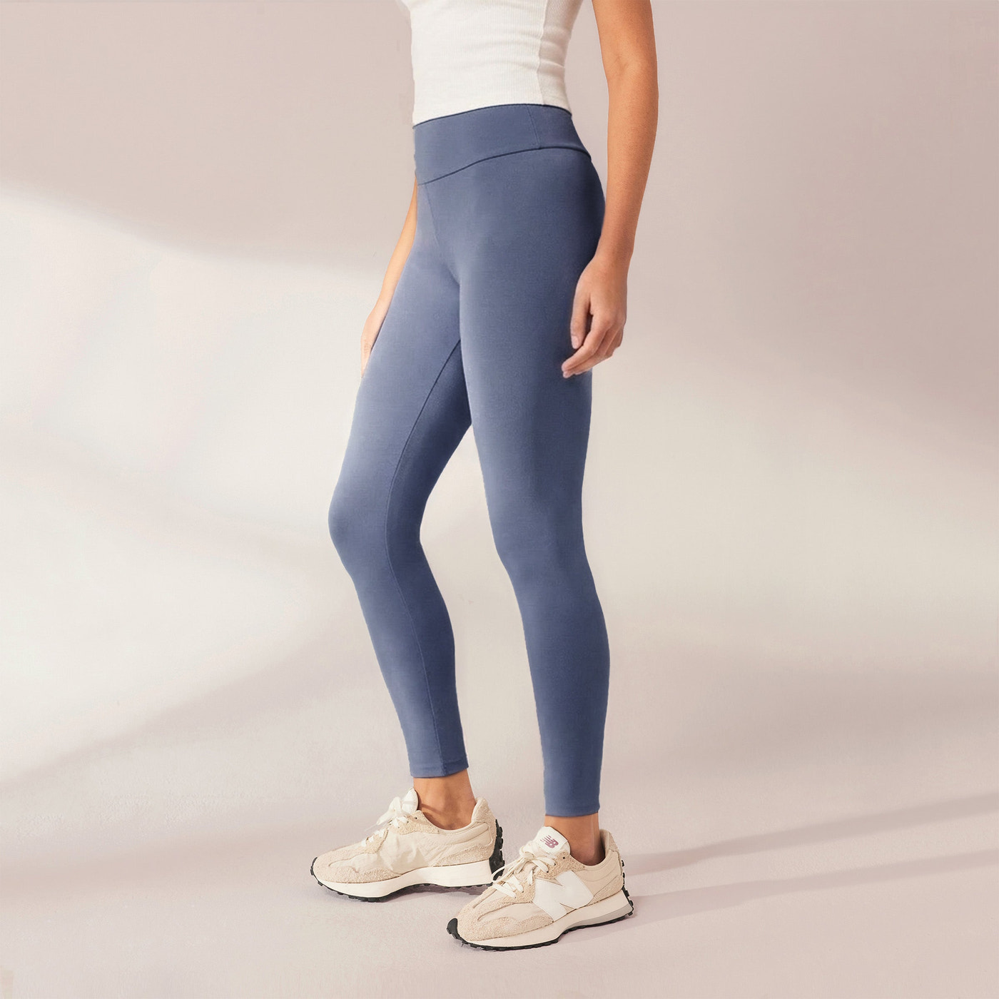 Lightweight Everyday High Waisted Leggings - Steel Blue
