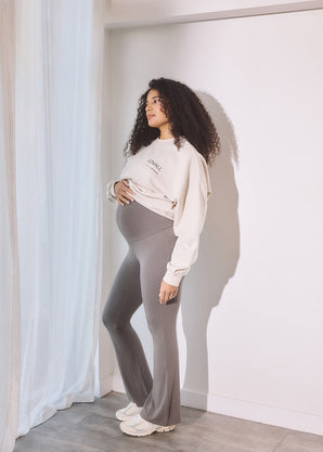 Maternity Lightweight Flare Leggings - Slate Green