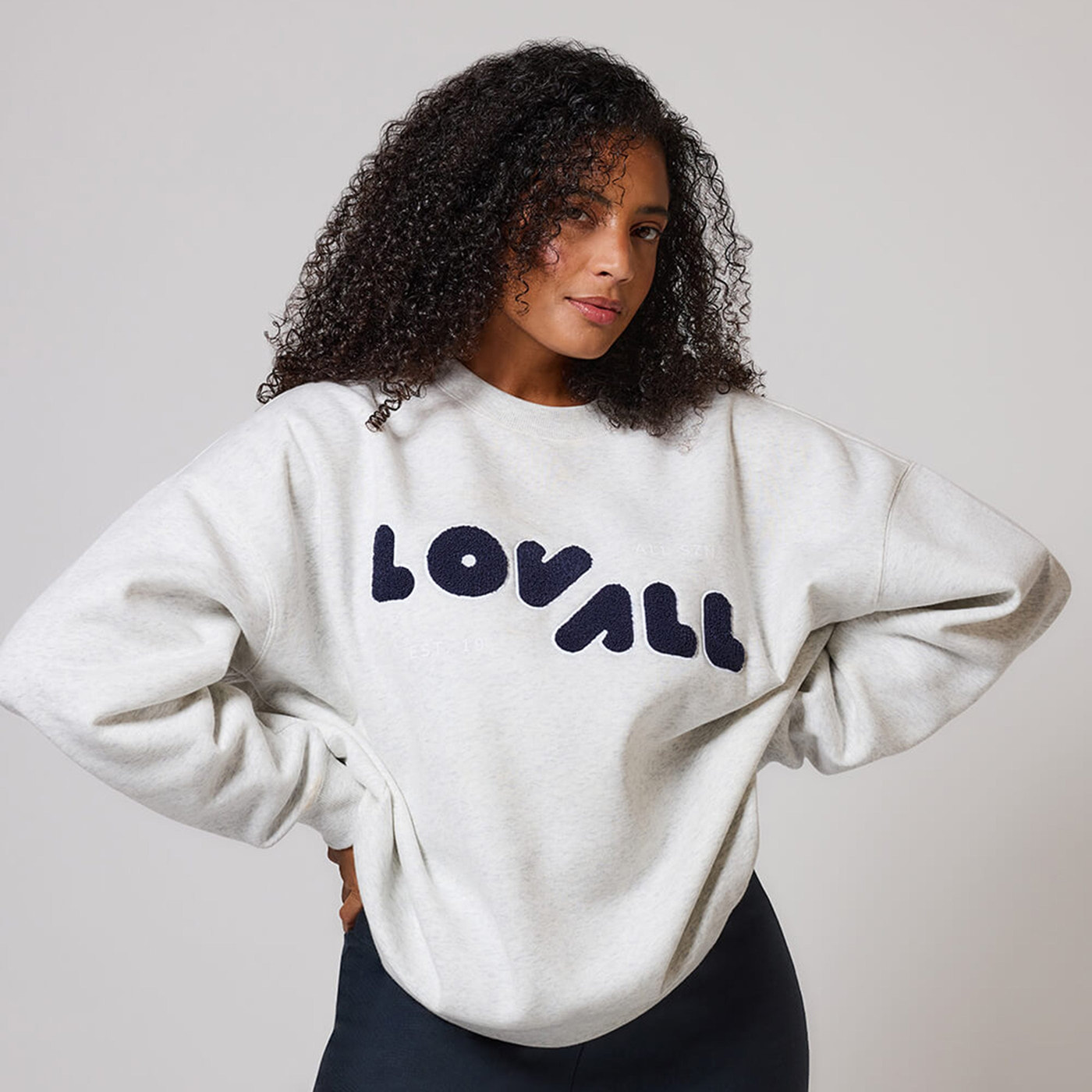 ALL SZN Organic Oversized Sweatshirt Style 2 - Light Grey Marl