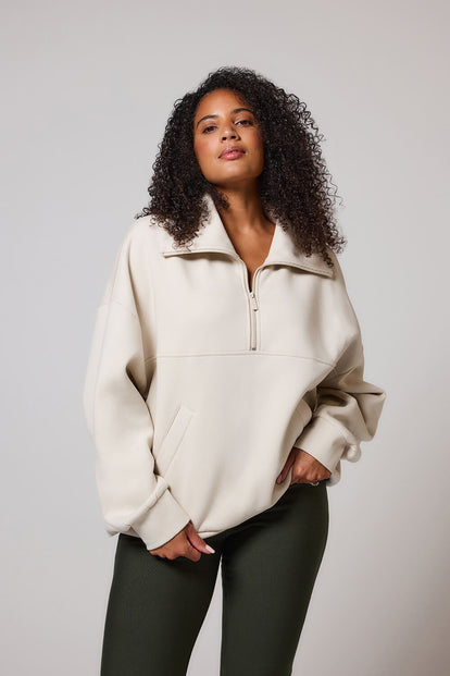 Curve ALL SZN Organic Oversized 1/4 Zip Sweatshirt - Ecru