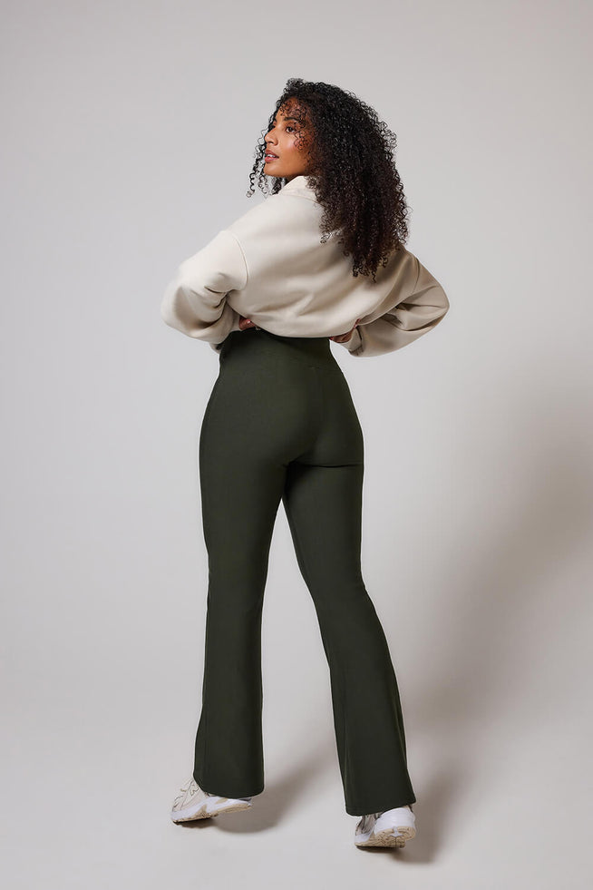 Curve Winter Flare Leggings - Deep Olive