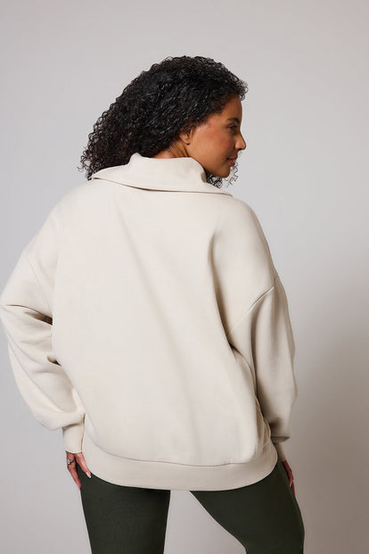 Curve ALL SZN Organic Oversized 1/4 Zip Sweatshirt - Ecru