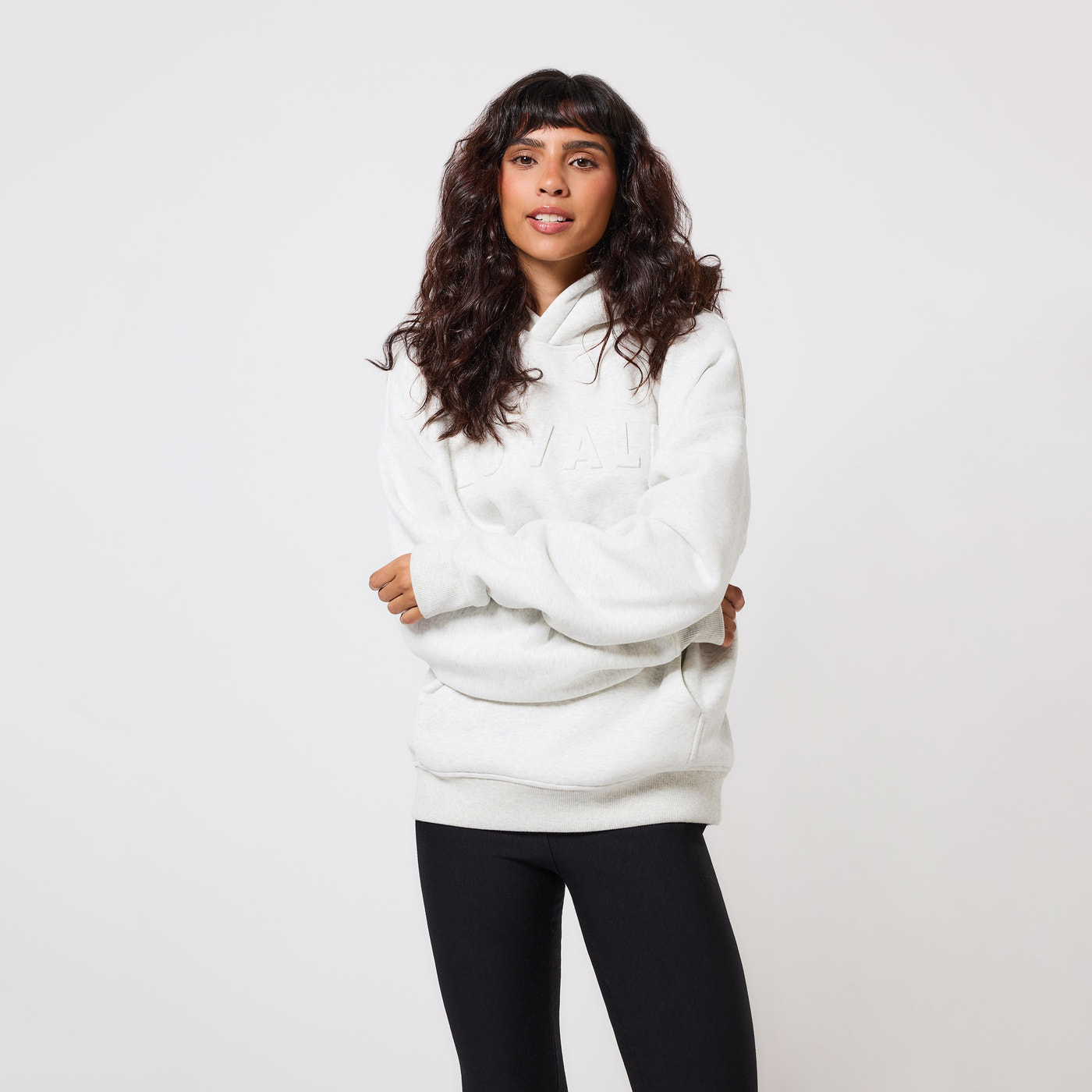 Curve Heavyweight Oversized Hoodie - Light Grey Marl