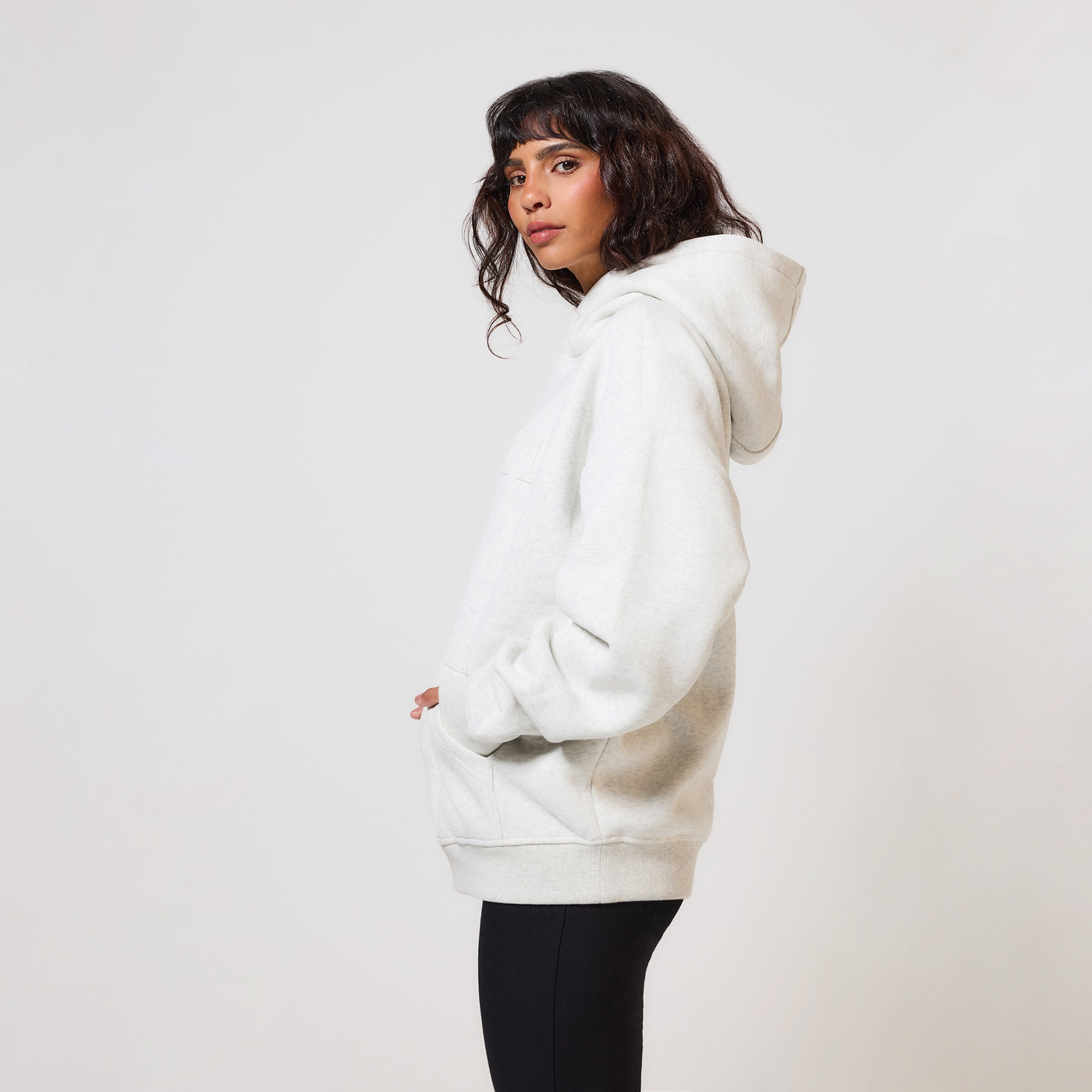 Curve Heavyweight Oversized Hoodie - Light Grey Marl