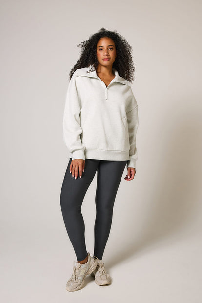 Curve ALL SZN Organic Oversized 1/4 Zip Sweatshirt - Light Grey Marl