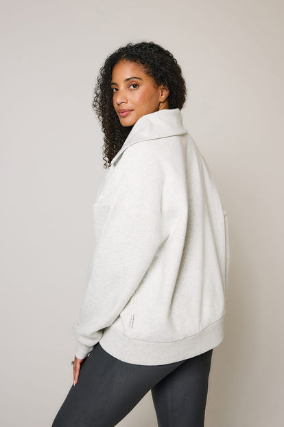 Curve ALL SZN Organic Oversized 1/4 Zip Sweatshirt - Light Grey Marl