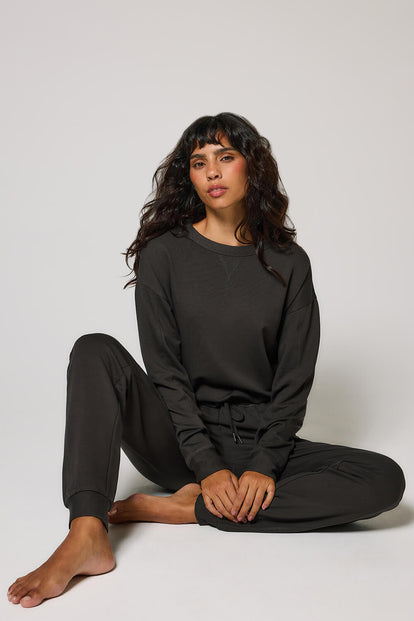 Luxe Lounge Sweatshirt - Black Coffee