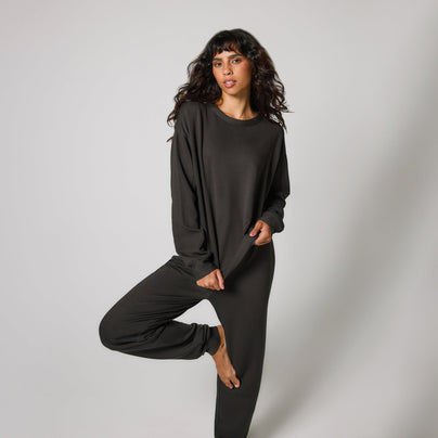 Luxe Lounge Jogger - Black Coffee