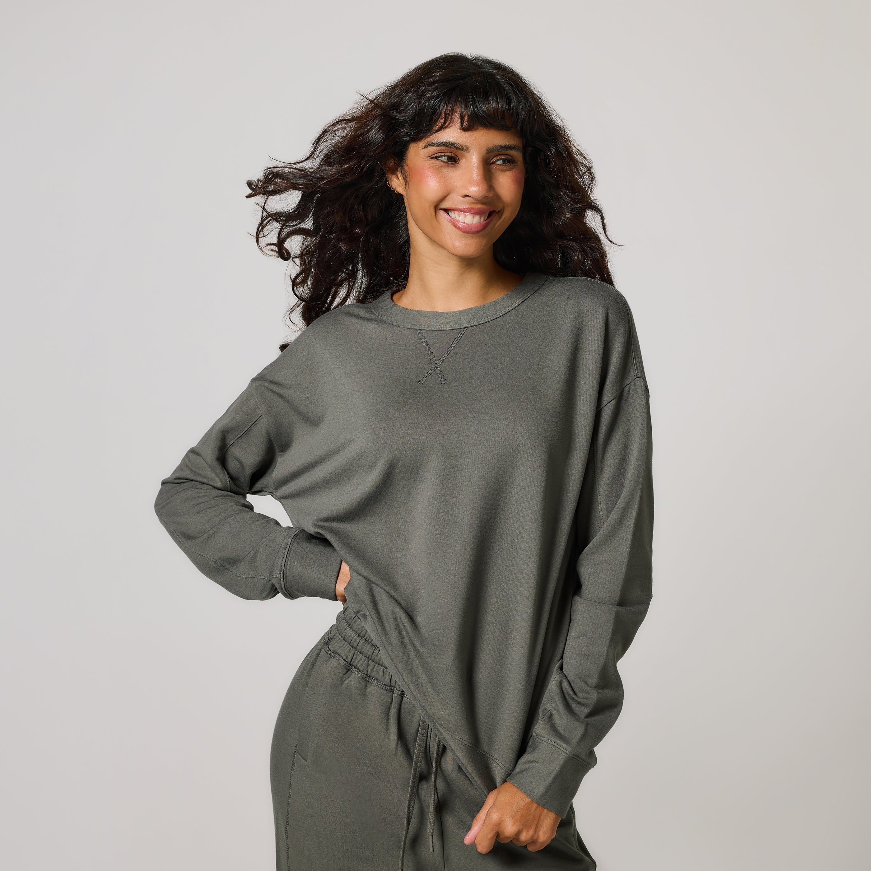 Luxe Lounge Sweatshirt - Slate Green