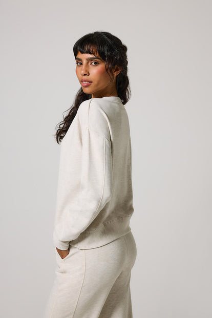 Luxe Lounge Sweatshirt - Vanilla Marl