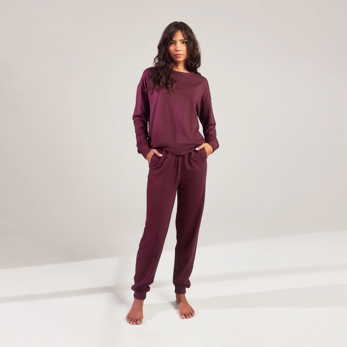 Luxe Lounge Sweatshirt - Dark Cherry