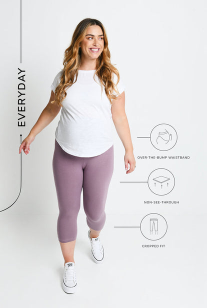 Maternity Everyday Cropped Leggings - Elderberry Purple