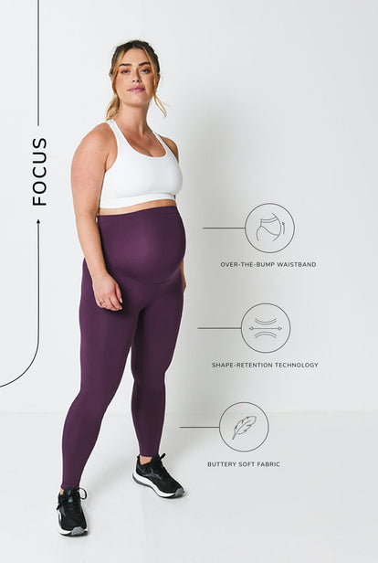 Maternity Focus Sports Leggings - Mulberry Plum