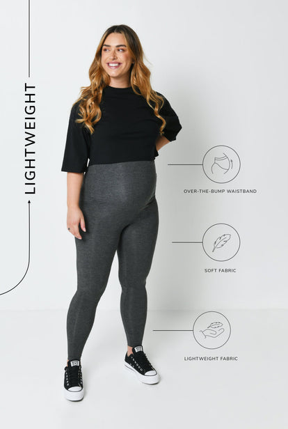 Maternity Lightweight Everyday Leggings - Dark Grey Marl